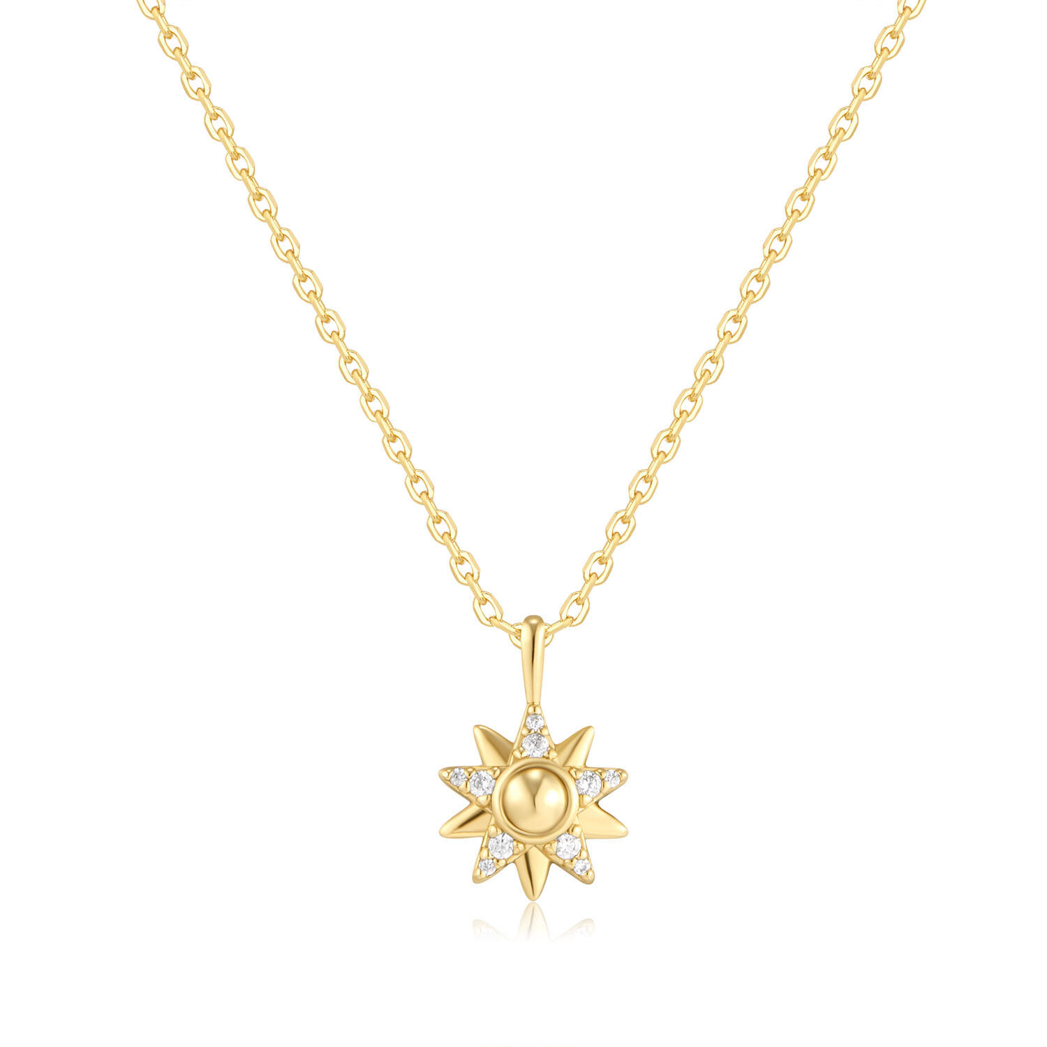  Starlit Drops - Link necklaces - Silver / 14kt GP - Zirconia - 45cm